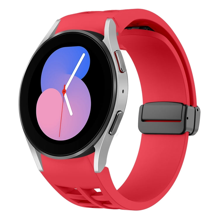สายรัดนาฬิกาซิลิโคนแม่เหล็กพับหัวล็อกสีดำ Richard สำหรับ Samsung Galaxy Watch 5 ขนาด 40 / 44 มม. สำหรับ Samsung Galaxy Watch 5 Pro ขนาด 45 มม. สำหรับ Samsung Galaxy Watch 4 ขนาด 40 / 44 มม.
