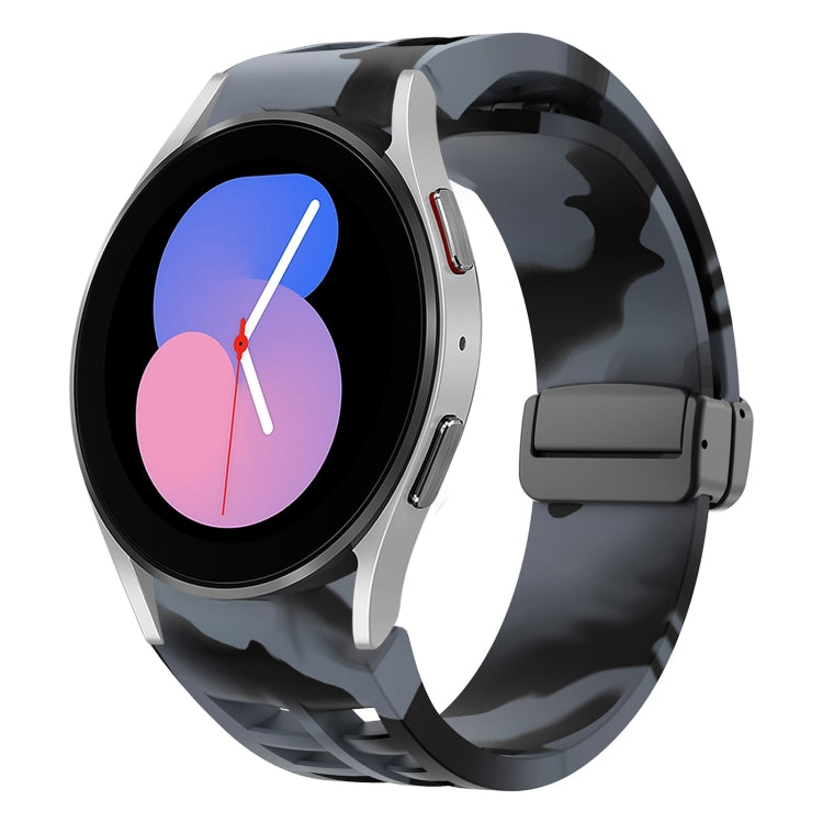 สายรัดนาฬิกาซิลิโคนแม่เหล็กพับหัวล็อกสีดำ Richard สำหรับ Samsung Galaxy Watch 5 ขนาด 40 / 44 มม. สำหรับ Samsung Galaxy Watch 5 Pro ขนาด 45 มม. สำหรับ Samsung Galaxy Watch 4 ขนาด 40 / 44 มม.