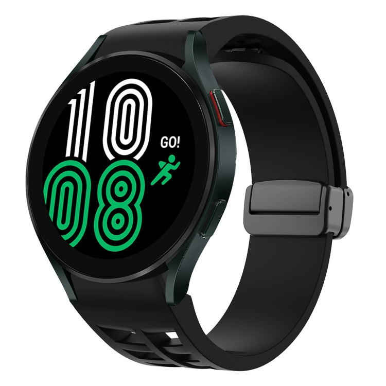 สายรัดนาฬิกาซิลิโคนแม่เหล็กพับหัวล็อกสีดำ Richard สำหรับ Samsung Galaxy Watch 5 ขนาด 40 / 44 มม. สำหรับ Samsung Galaxy Watch 5 Pro ขนาด 45 มม. สำหรับ Samsung Galaxy Watch 4 ขนาด 40 / 44 มม.