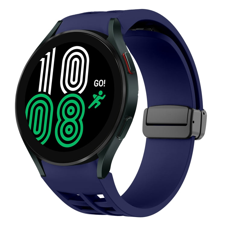 สายรัดนาฬิกาซิลิโคนแม่เหล็กพับหัวล็อกสีดำ Richard สำหรับ Samsung Galaxy Watch 5 ขนาด 40 / 44 มม. สำหรับ Samsung Galaxy Watch 5 Pro ขนาด 45 มม. สำหรับ Samsung Galaxy Watch 4 ขนาด 40 / 44 มม.