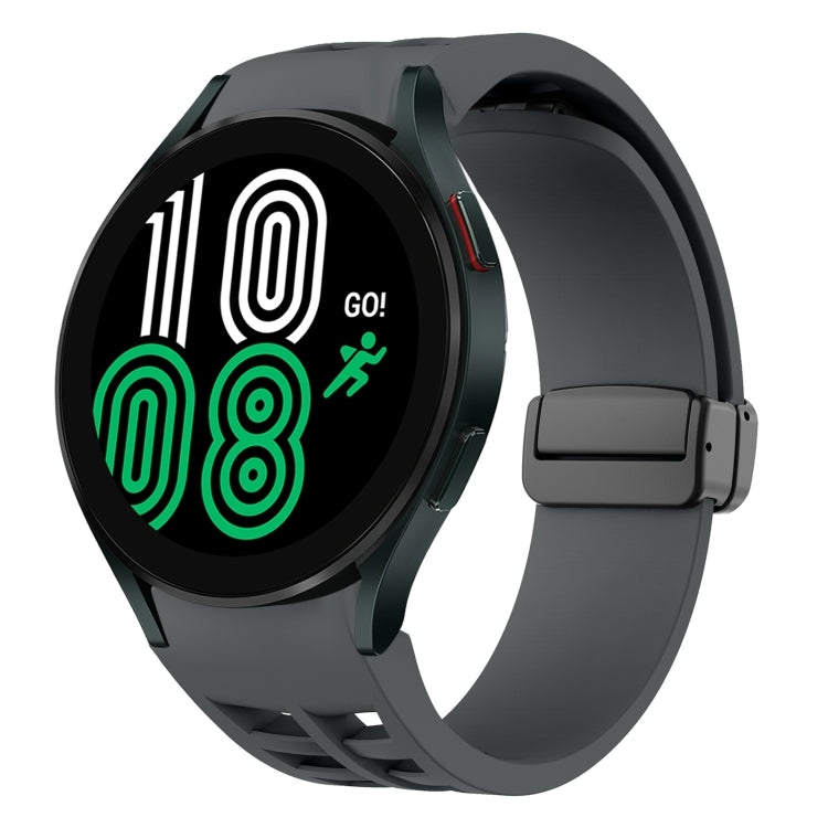 สายรัดนาฬิกาซิลิโคนแม่เหล็กพับหัวล็อกสีดำ Richard สำหรับ Samsung Galaxy Watch 5 ขนาด 40 / 44 มม. สำหรับ Samsung Galaxy Watch 5 Pro ขนาด 45 มม. สำหรับ Samsung Galaxy Watch 4 ขนาด 40 / 44 มม.