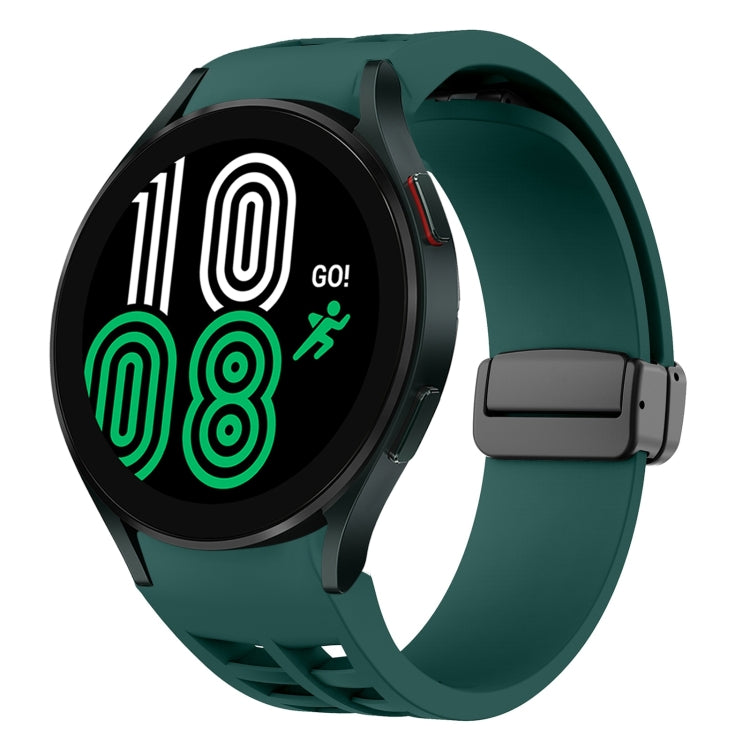 สายรัดนาฬิกาซิลิโคนแม่เหล็กพับหัวล็อกสีดำ Richard สำหรับ Samsung Galaxy Watch 5 ขนาด 40 / 44 มม. สำหรับ Samsung Galaxy Watch 5 Pro ขนาด 45 มม. สำหรับ Samsung Galaxy Watch 4 ขนาด 40 / 44 มม.