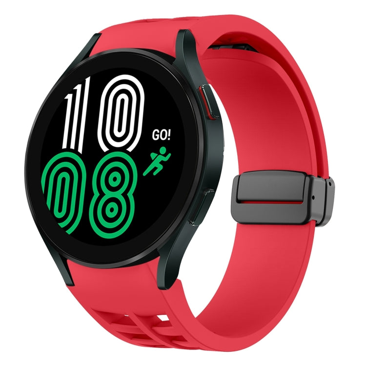สายรัดนาฬิกาซิลิโคนแม่เหล็กพับหัวล็อกสีดำ Richard สำหรับ Samsung Galaxy Watch 5 ขนาด 40 / 44 มม. สำหรับ Samsung Galaxy Watch 5 Pro ขนาด 45 มม. สำหรับ Samsung Galaxy Watch 4 ขนาด 40 / 44 มม.
