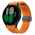 สายรัดนาฬิกาซิลิโคนแม่เหล็กพับหัวล็อกสีดำ Richard สำหรับ Samsung Galaxy Watch 5 ขนาด 40 / 44 มม. สำหรับ Samsung Galaxy Watch 5 Pro ขนาด 45 มม. สำหรับ Samsung Galaxy Watch 4 ขนาด 40 / 44 มม.