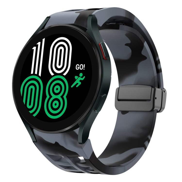 สายรัดนาฬิกาซิลิโคนแม่เหล็กพับหัวล็อกสีดำ Richard สำหรับ Samsung Galaxy Watch 5 ขนาด 40 / 44 มม. สำหรับ Samsung Galaxy Watch 5 Pro ขนาด 45 มม. สำหรับ Samsung Galaxy Watch 4 ขนาด 40 / 44 มม.