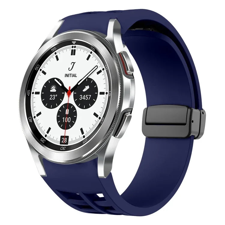 Richard Magnetic Folding Black Buckle Silicone Watch Band, For Samsung Galaxy Watch 4 classic 42 / 46mm
