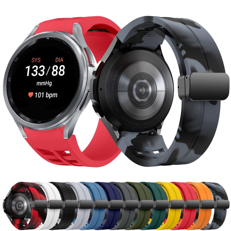 สายรัดนาฬิกาซิลิโคนแม่เหล็กพับหัวล็อกสีดำ Richard สำหรับ Samsung Galaxy Watch 6 ขนาด 40 / 44 มม. สำหรับ Samsung Galaxy Watch 5 Pro Golf Edition สำหรับ Samsung Galaxy Watch 5 Golf Edition