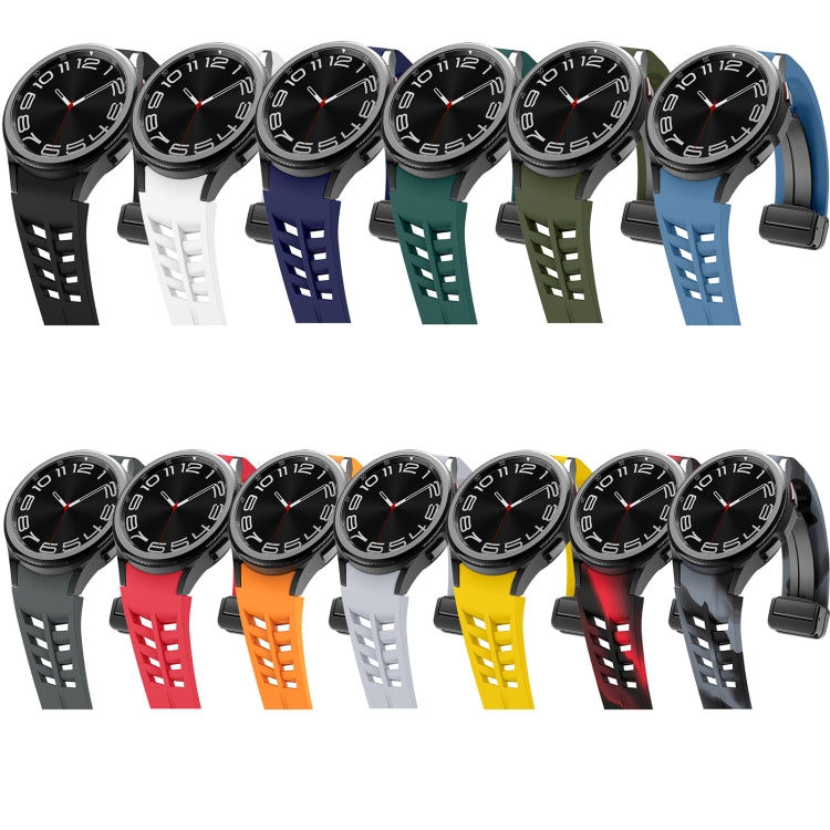 สายรัดนาฬิกาซิลิโคนแม่เหล็กพับหัวล็อกสีดำ Richard สำหรับ Samsung Galaxy Watch FE ขนาด 40 มม. สำหรับ Samsung Galaxy Watch 7 ขนาด 40 / 44 มม. สำหรับ Samsung Galaxy Watch 6 Classic ขนาด 43 / 47 มม.