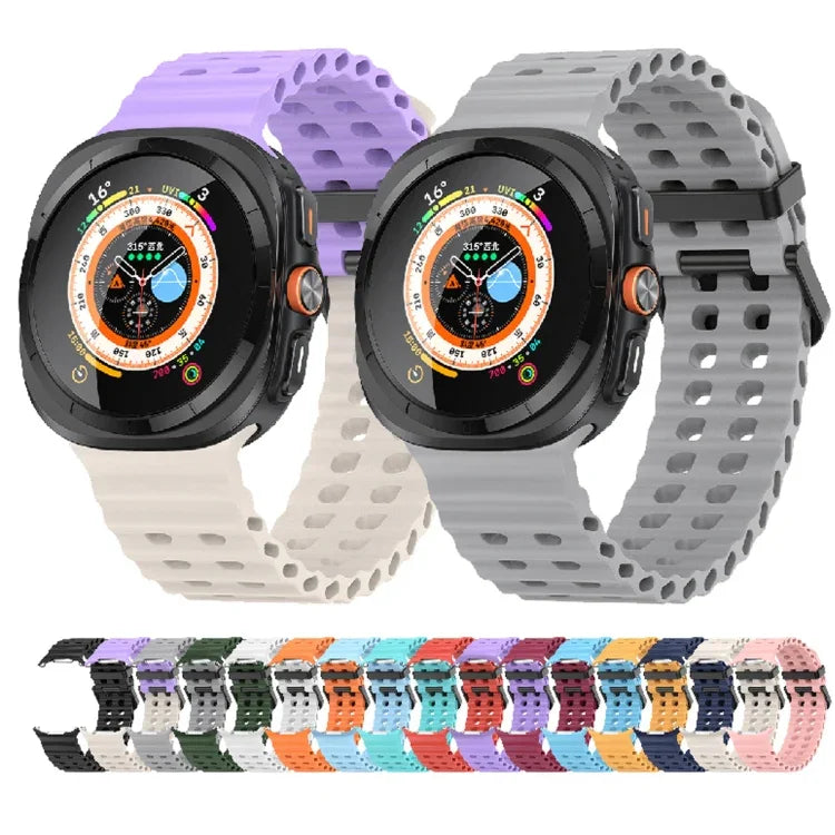 สายซิลิโคนรูสองแถวลายมหาสมุทร สำหรับ Samsung Galaxy Watch Ultra 47mm / Ultra 2025