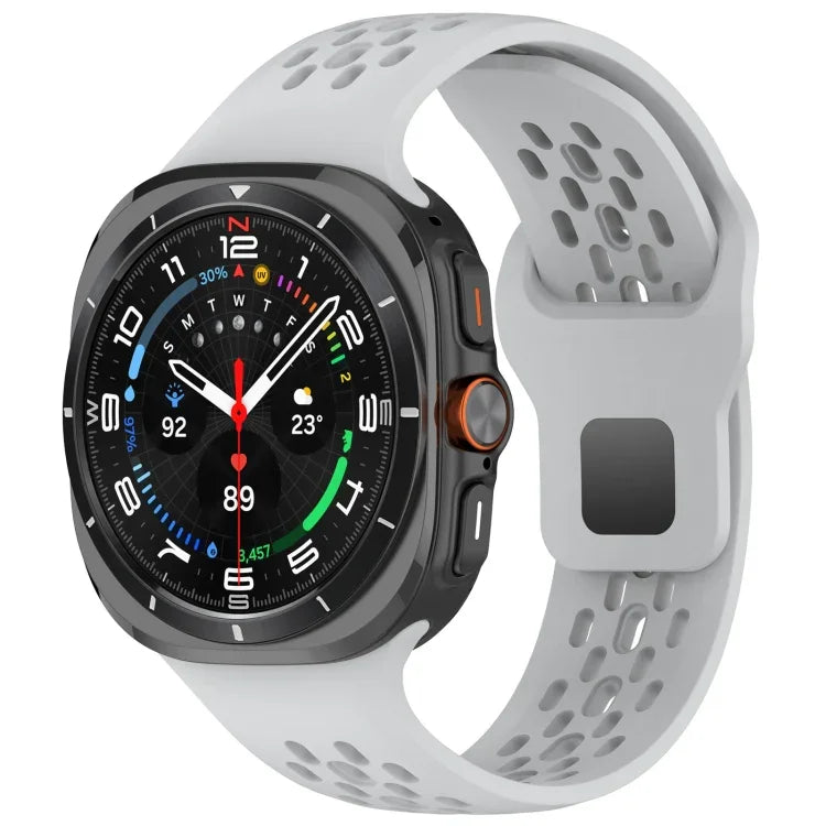 สายรัดนาฬิกาซิลิโคนสีทึบแบบรูสำหรับ Samsung Galaxy Watch Ultra 47mm หัวเข็มขัดสี่เหลี่ยม