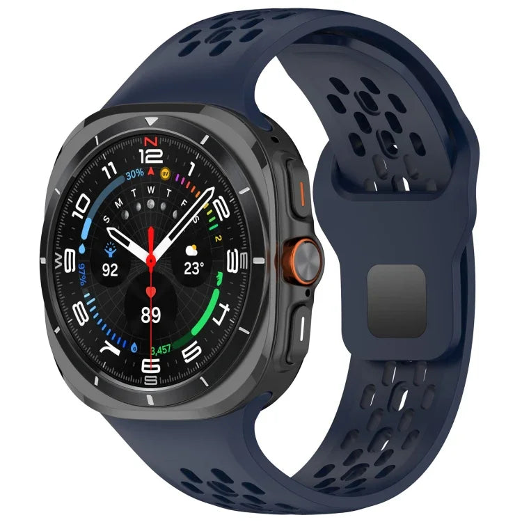 สายรัดนาฬิกาซิลิโคนสีทึบแบบรูสำหรับ Samsung Galaxy Watch Ultra 47mm หัวเข็มขัดสี่เหลี่ยม