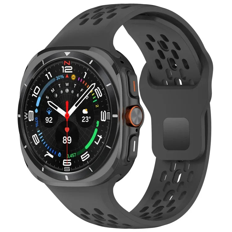 สายรัดนาฬิกาซิลิโคนสีทึบแบบรูสำหรับ Samsung Galaxy Watch Ultra 47mm หัวเข็มขัดสี่เหลี่ยม