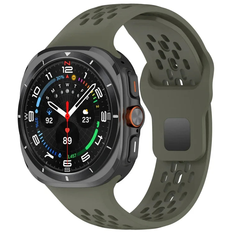 สายรัดนาฬิกาซิลิโคนสีทึบแบบรูสำหรับ Samsung Galaxy Watch Ultra 47mm หัวเข็มขัดสี่เหลี่ยม