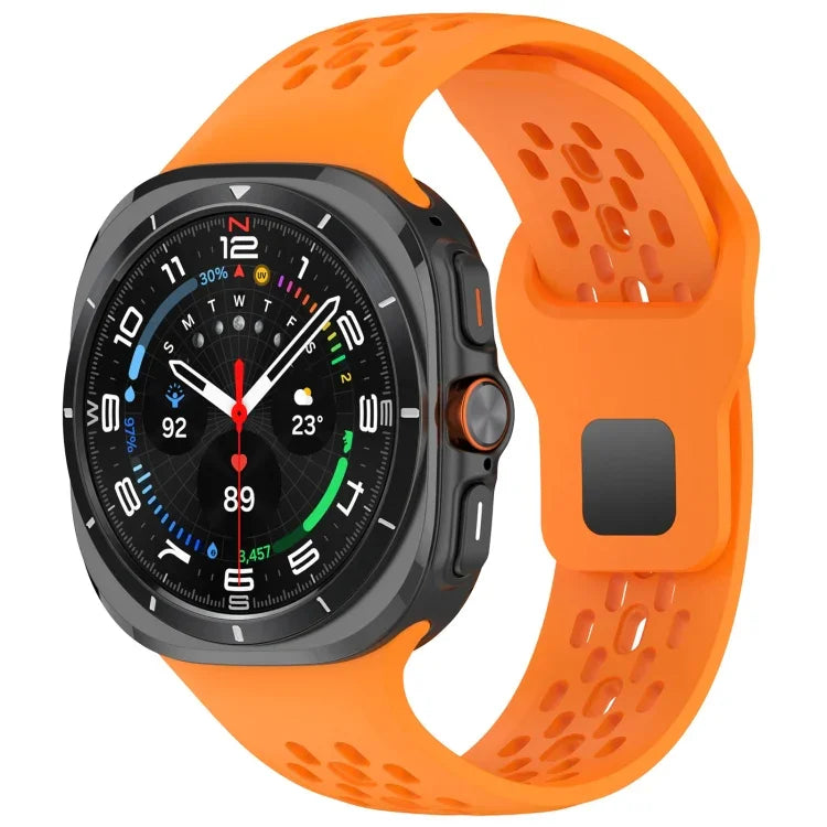 สายรัดนาฬิกาซิลิโคนสีทึบแบบรูสำหรับ Samsung Galaxy Watch Ultra 47mm หัวเข็มขัดสี่เหลี่ยม