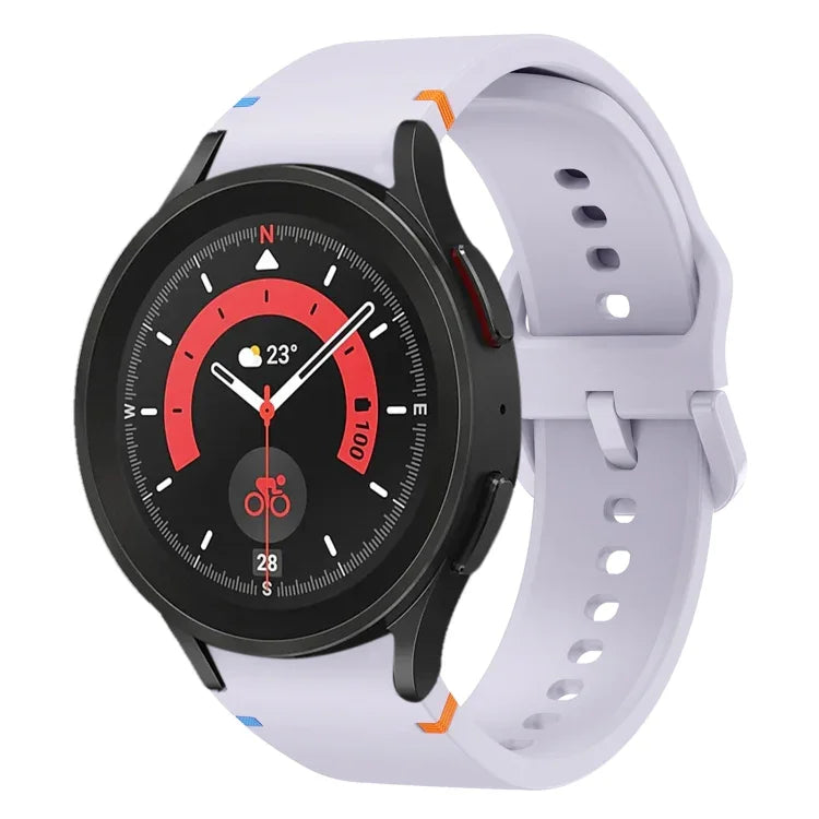 สายรัดนาฬิกาซิลิโคนดีไซน์เย็บแบน สำหรับ Sansung Galaxy Watch5 Pro 45mm, สำหรับ Samsung Galaxy Watch 4 40 / 44mm, สำหรับ Samsung Galaxy Watch 4 Classic 42 / 46mm