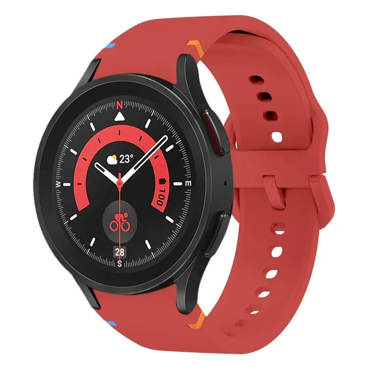 สายรัดนาฬิกาซิลิโคนดีไซน์เย็บแบน สำหรับ Sansung Galaxy Watch5 Pro 45mm, สำหรับ Samsung Galaxy Watch 4 40 / 44mm, สำหรับ Samsung Galaxy Watch 4 Classic 42 / 46mm