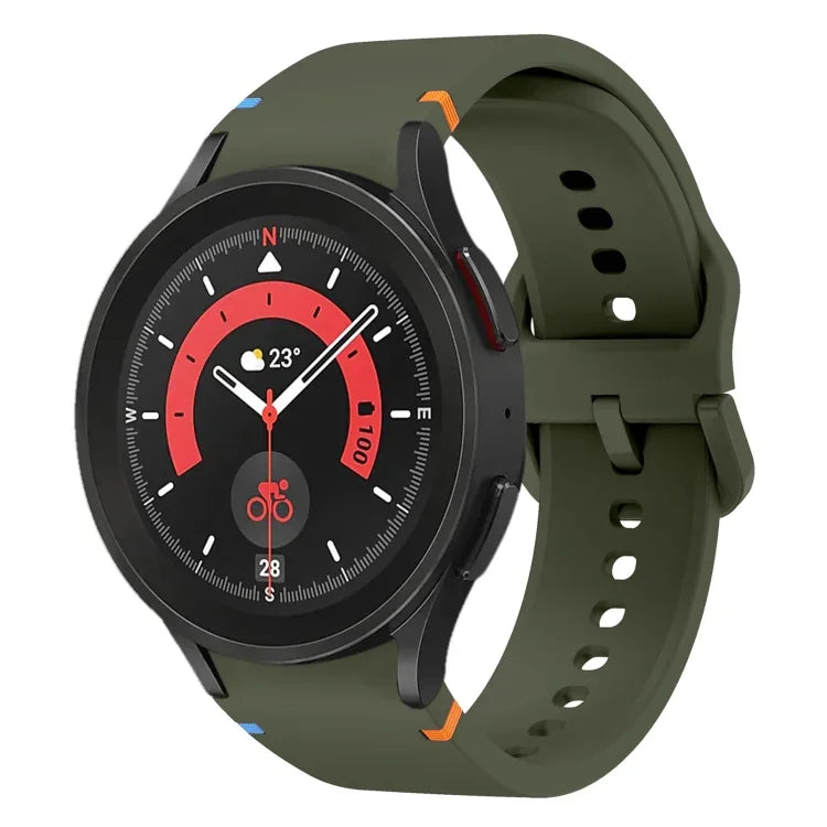 สายรัดนาฬิกาซิลิโคนดีไซน์เย็บแบน สำหรับ Sansung Galaxy Watch5 Pro 45mm, สำหรับ Samsung Galaxy Watch 4 40 / 44mm, สำหรับ Samsung Galaxy Watch 4 Classic 42 / 46mm