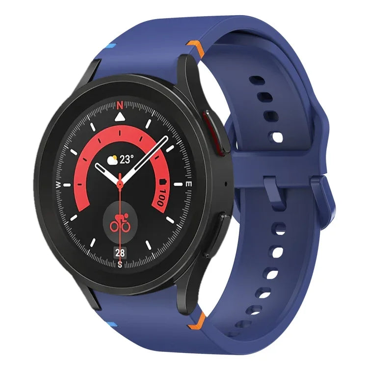 สายรัดนาฬิกาซิลิโคนดีไซน์เย็บแบน สำหรับ Sansung Galaxy Watch5 Pro 45mm, สำหรับ Samsung Galaxy Watch 4 40 / 44mm, สำหรับ Samsung Galaxy Watch 4 Classic 42 / 46mm