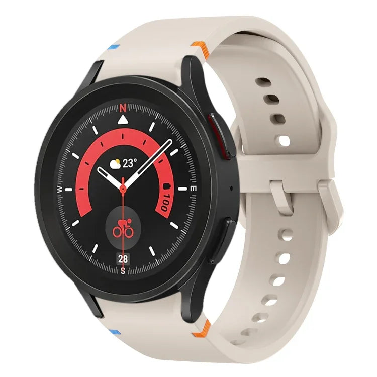 สายรัดนาฬิกาซิลิโคนดีไซน์เย็บแบน สำหรับ Sansung Galaxy Watch5 Pro 45mm, สำหรับ Samsung Galaxy Watch 4 40 / 44mm, สำหรับ Samsung Galaxy Watch 4 Classic 42 / 46mm