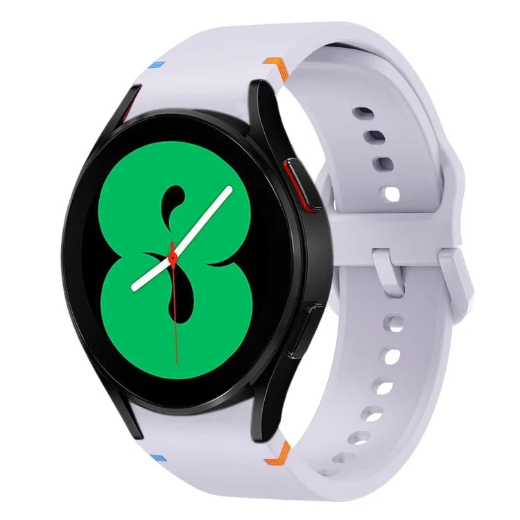 สายรัดนาฬิกาซิลิโคนดีไซน์เย็บแบน สำหรับ Sansung Galaxy Watch5 Pro 45mm, สำหรับ Samsung Galaxy Watch 4 40 / 44mm, สำหรับ Samsung Galaxy Watch 4 Classic 42 / 46mm