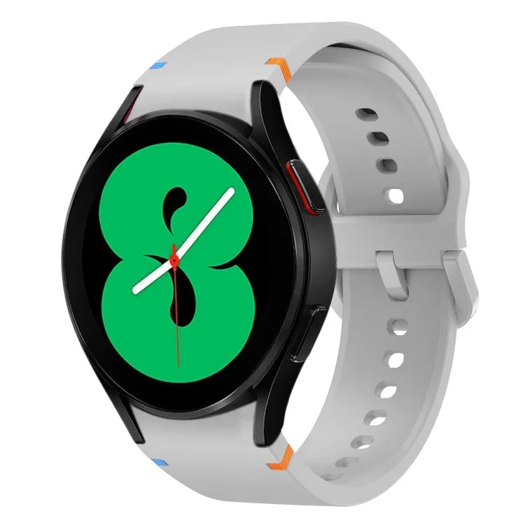 สายรัดนาฬิกาซิลิโคนดีไซน์เย็บแบน สำหรับ Sansung Galaxy Watch5 Pro 45mm, สำหรับ Samsung Galaxy Watch 4 40 / 44mm, สำหรับ Samsung Galaxy Watch 4 Classic 42 / 46mm