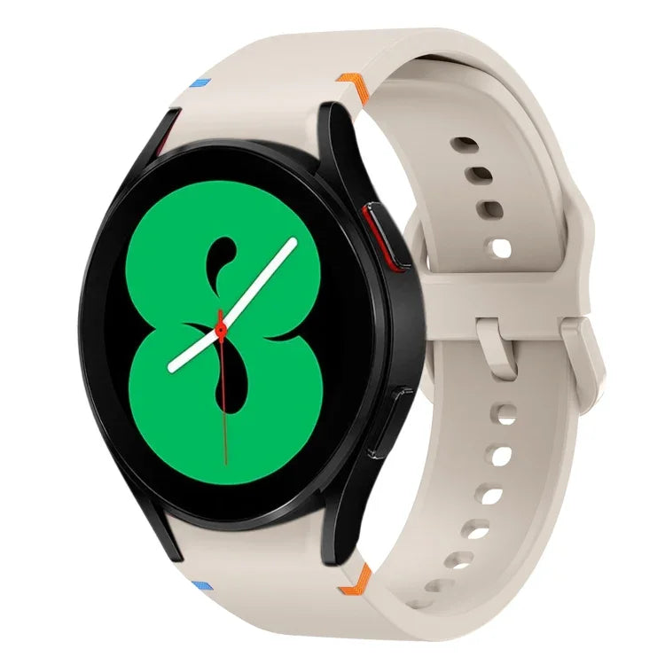 สายรัดนาฬิกาซิลิโคนดีไซน์เย็บแบน สำหรับ Sansung Galaxy Watch5 Pro 45mm, สำหรับ Samsung Galaxy Watch 4 40 / 44mm, สำหรับ Samsung Galaxy Watch 4 Classic 42 / 46mm
