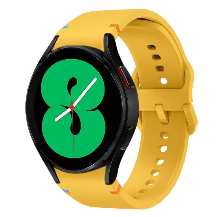 สายรัดนาฬิกาซิลิโคนดีไซน์เย็บแบน สำหรับ Sansung Galaxy Watch5 Pro 45mm, สำหรับ Samsung Galaxy Watch 4 40 / 44mm, สำหรับ Samsung Galaxy Watch 4 Classic 42 / 46mm
