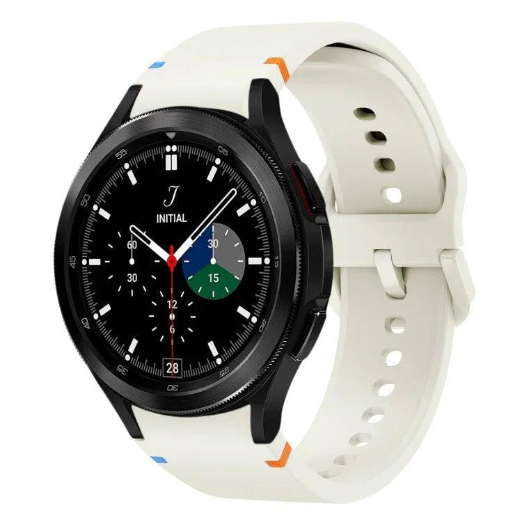 สายรัดนาฬิกาซิลิโคนดีไซน์เย็บแบน สำหรับ Sansung Galaxy Watch5 Pro 45mm, สำหรับ Samsung Galaxy Watch 4 40 / 44mm, สำหรับ Samsung Galaxy Watch 4 Classic 42 / 46mm