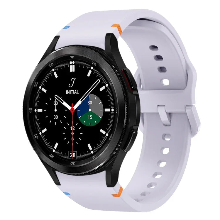 สายรัดนาฬิกาซิลิโคนดีไซน์เย็บแบน สำหรับ Sansung Galaxy Watch5 Pro 45mm, สำหรับ Samsung Galaxy Watch 4 40 / 44mm, สำหรับ Samsung Galaxy Watch 4 Classic 42 / 46mm