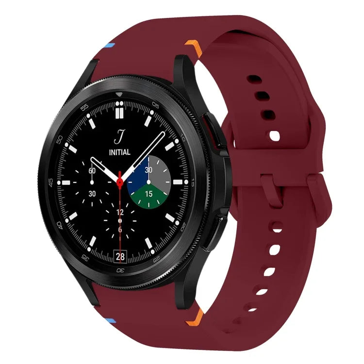 สายรัดนาฬิกาซิลิโคนดีไซน์เย็บแบน สำหรับ Sansung Galaxy Watch5 Pro 45mm, สำหรับ Samsung Galaxy Watch 4 40 / 44mm, สำหรับ Samsung Galaxy Watch 4 Classic 42 / 46mm
