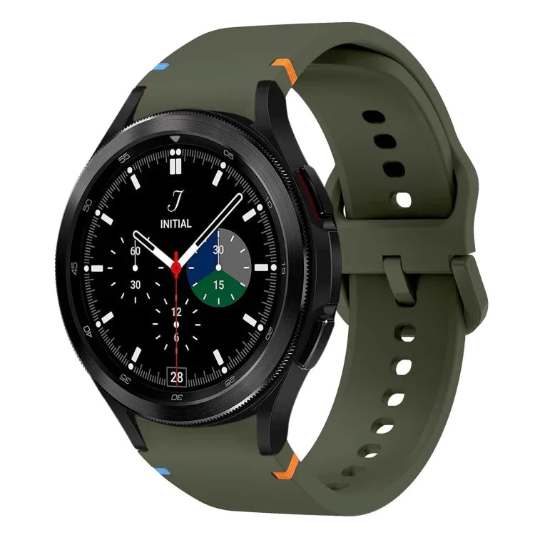 สายรัดนาฬิกาซิลิโคนดีไซน์เย็บแบน สำหรับ Sansung Galaxy Watch5 Pro 45mm, สำหรับ Samsung Galaxy Watch 4 40 / 44mm, สำหรับ Samsung Galaxy Watch 4 Classic 42 / 46mm
