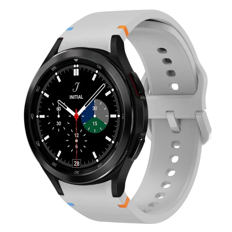 สายรัดนาฬิกาซิลิโคนดีไซน์เย็บแบน สำหรับ Sansung Galaxy Watch5 Pro 45mm, สำหรับ Samsung Galaxy Watch 4 40 / 44mm, สำหรับ Samsung Galaxy Watch 4 Classic 42 / 46mm