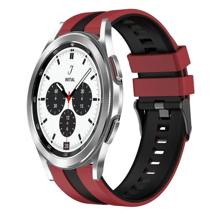 สายซิลิโคนกีฬา 2 สี 20 มม. สำหรับ Samsung Galaxy Watch 4 Classic 42 มม., สำหรับ Samsung Galaxy Watch Active 2 44 มม., สำหรับ Samsung Galaxy Watch Active 2 40 มม.