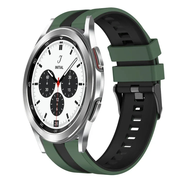 สายซิลิโคนกีฬา 2 สี 20 มม. สำหรับ Samsung Galaxy Watch 4 Classic 42 มม., สำหรับ Samsung Galaxy Watch Active 2 44 มม., สำหรับ Samsung Galaxy Watch Active 2 40 มม.