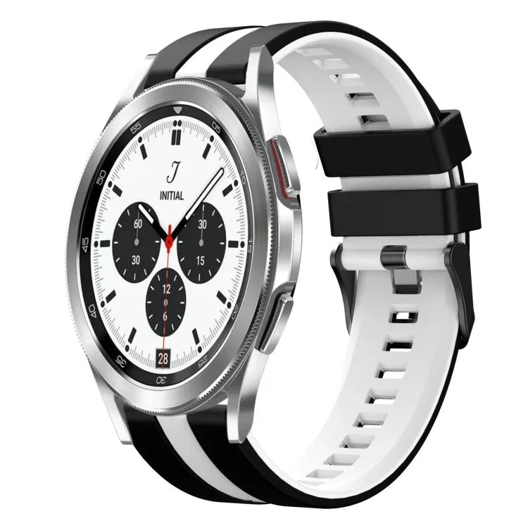 สายซิลิโคนกีฬา 2 สี 20 มม. สำหรับ Samsung Galaxy Watch 4 Classic 42 มม., สำหรับ Samsung Galaxy Watch Active 2 44 มม., สำหรับ Samsung Galaxy Watch Active 2 40 มม.