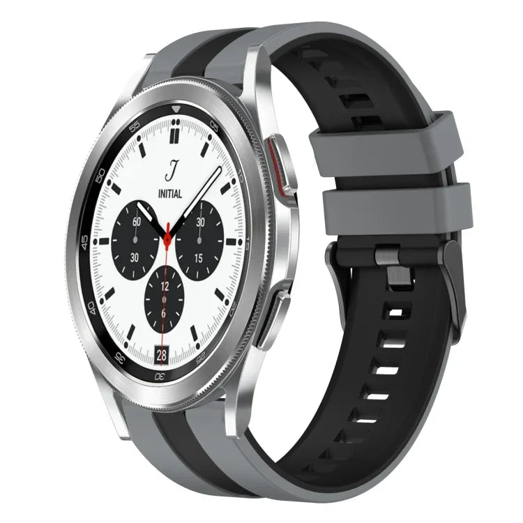 สายซิลิโคนกีฬา 2 สี 20 มม. สำหรับ Samsung Galaxy Watch 4 Classic 42 มม., สำหรับ Samsung Galaxy Watch Active 2 44 มม., สำหรับ Samsung Galaxy Watch Active 2 40 มม.