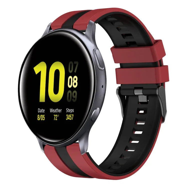 สายซิลิโคนกีฬา 2 สี 20 มม. สำหรับ Samsung Galaxy Watch 4 Classic 42 มม., สำหรับ Samsung Galaxy Watch Active 2 44 มม., สำหรับ Samsung Galaxy Watch Active 2 40 มม.