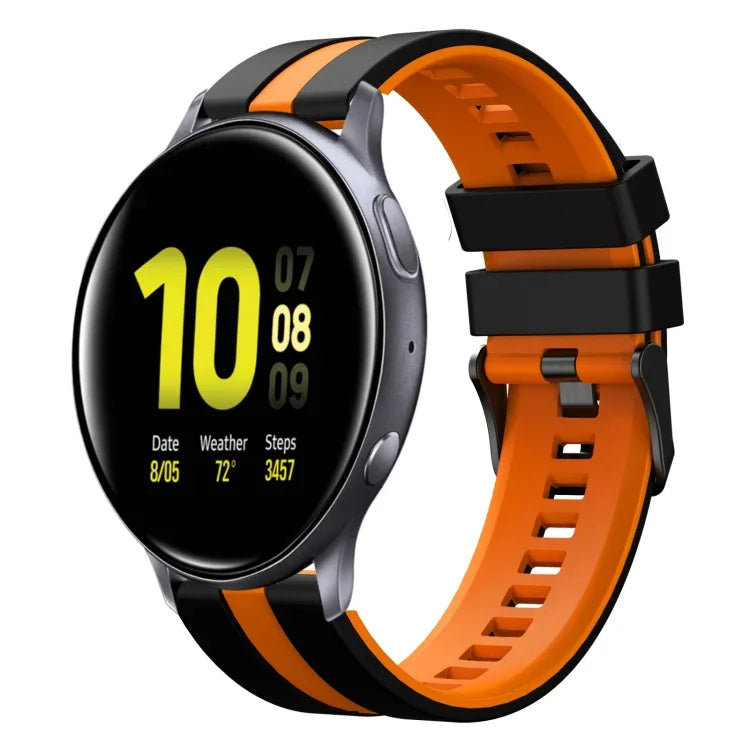 สายซิลิโคนกีฬา 2 สี 20 มม. สำหรับ Samsung Galaxy Watch 4 Classic 42 มม., สำหรับ Samsung Galaxy Watch Active 2 44 มม., สำหรับ Samsung Galaxy Watch Active 2 40 มม.