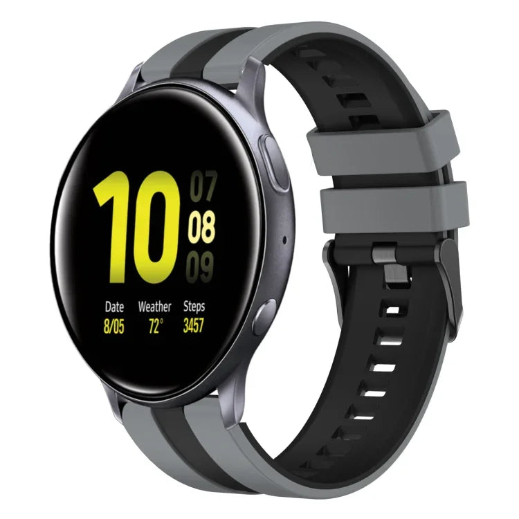 สายซิลิโคนกีฬา 2 สี 20 มม. สำหรับ Samsung Galaxy Watch 4 Classic 42 มม., สำหรับ Samsung Galaxy Watch Active 2 44 มม., สำหรับ Samsung Galaxy Watch Active 2 40 มม.