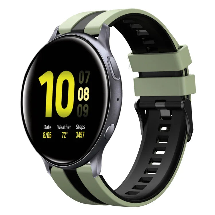 สายซิลิโคนกีฬา 2 สี 20 มม. สำหรับ Samsung Galaxy Watch 4 Classic 42 มม., สำหรับ Samsung Galaxy Watch Active 2 44 มม., สำหรับ Samsung Galaxy Watch Active 2 40 มม.