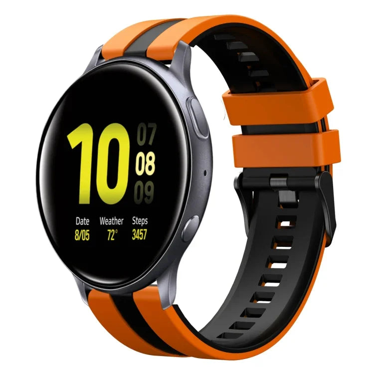สายซิลิโคนกีฬา 2 สี 20 มม. สำหรับ Samsung Galaxy Watch 4 Classic 42 มม., สำหรับ Samsung Galaxy Watch Active 2 44 มม., สำหรับ Samsung Galaxy Watch Active 2 40 มม.