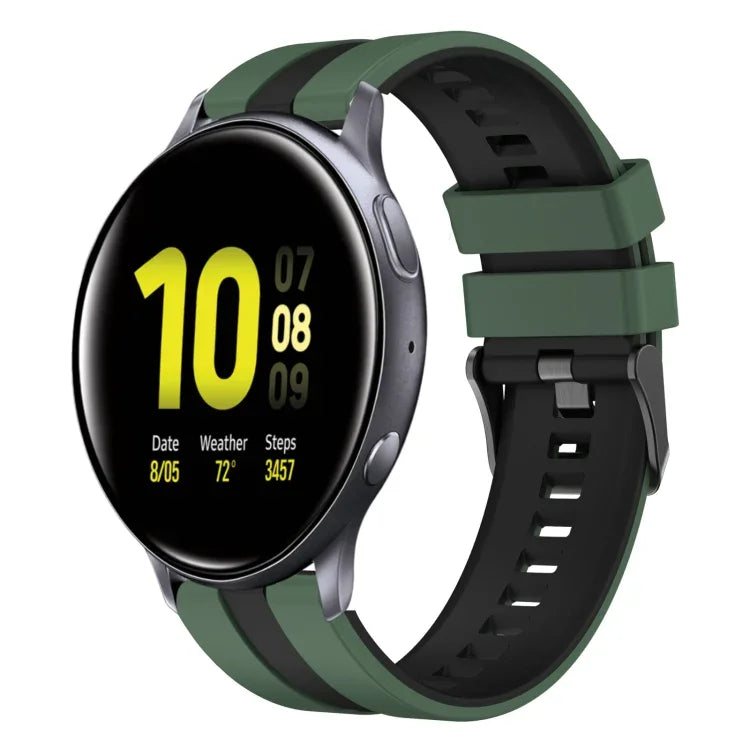 สายซิลิโคนกีฬา 2 สี 20 มม. สำหรับ Samsung Galaxy Watch 4 Classic 42 มม., สำหรับ Samsung Galaxy Watch Active 2 44 มม., สำหรับ Samsung Galaxy Watch Active 2 40 มม.