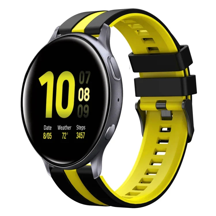 สายซิลิโคนกีฬา 2 สี 20 มม. สำหรับ Samsung Galaxy Watch 4 Classic 42 มม., สำหรับ Samsung Galaxy Watch Active 2 44 มม., สำหรับ Samsung Galaxy Watch Active 2 40 มม.