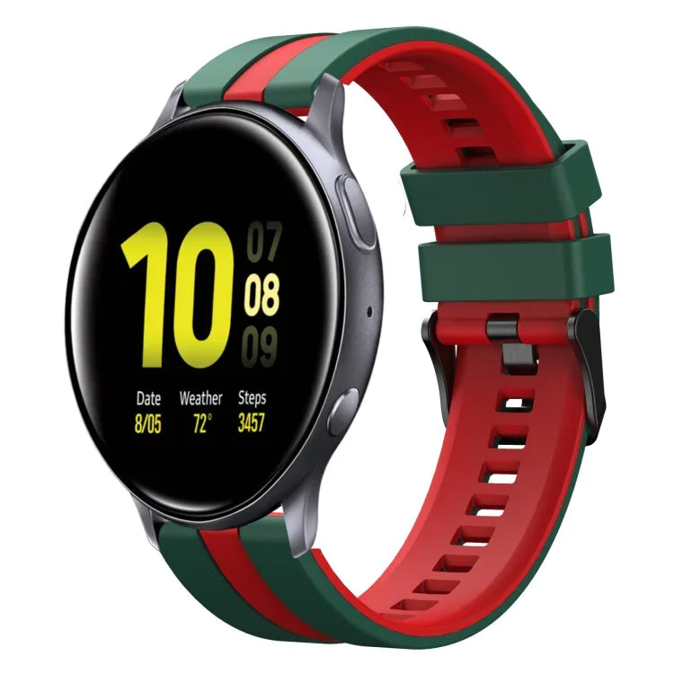 สายซิลิโคนกีฬา 2 สี 20 มม. สำหรับ Samsung Galaxy Watch 4 Classic 42 มม., สำหรับ Samsung Galaxy Watch Active 2 44 มม., สำหรับ Samsung Galaxy Watch Active 2 40 มม.