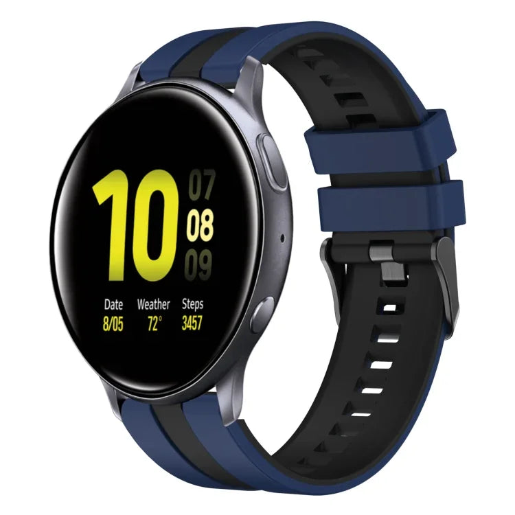 สายซิลิโคนกีฬา 2 สี 20 มม. สำหรับ Samsung Galaxy Watch 4 Classic 42 มม., สำหรับ Samsung Galaxy Watch Active 2 44 มม., สำหรับ Samsung Galaxy Watch Active 2 40 มม.