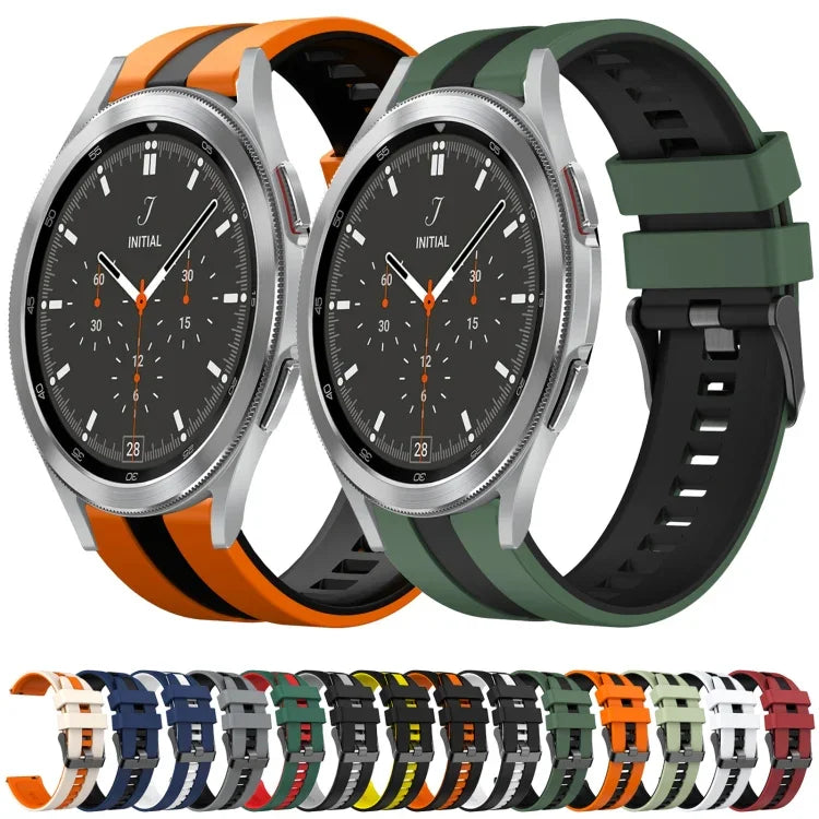 สายซิลิโคนกีฬา 2 สี 20 มม. สำหรับ Samsung Galaxy Watch 4 Classic 42 มม., สำหรับ Samsung Galaxy Watch Active 2 44 มม., สำหรับ Samsung Galaxy Watch Active 2 40 มม.