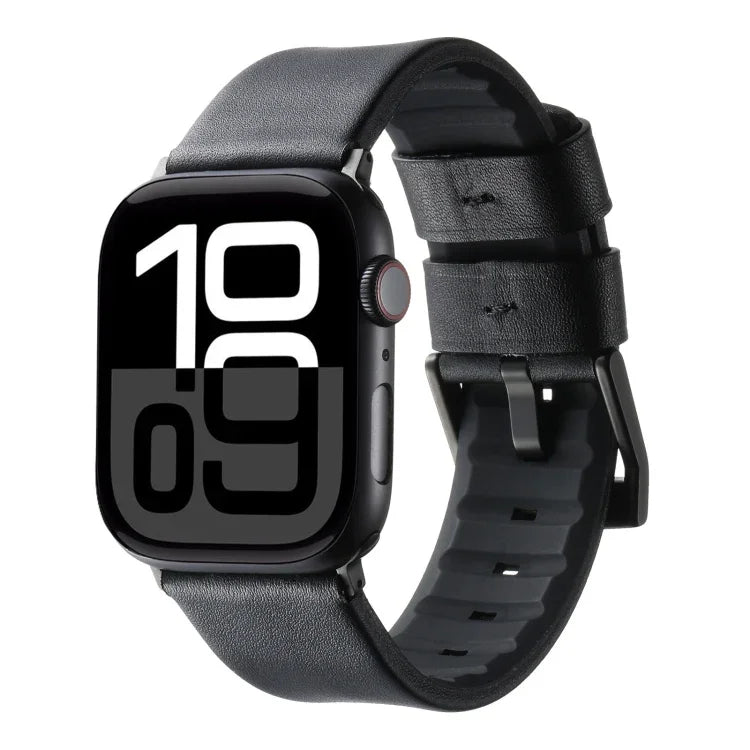 สายรัดนาฬิกาผสมหนังแท้และซิลิโคน สำหรับ Apple Watch Series 10 46 มม., สำหรับ Apple Watch Series 10 42 มม., สำหรับ Apple Watch SE 2023 44 มม., สำหรับ Apple Watch SE 2023 40 มม., สำหรับ Apple Watch Ultra 2 49 มม., สำหรับ Apple Watch Series 9 45 มม.