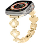 สายรัดนาฬิกาโลหะแบบปลดเร็วลายใบโคลเวอร์สี่แฉก สำหรับ Apple Watch SE 2023 44mm, สำหรับ Apple Watch SE 2023 40mm, สำหรับ Apple Watch Ultra 2 49mm, สำหรับ Apple Watch Series 9 45mm, สำหรับ Apple Watch Series 9 41mm, สำหรับ Apple Watch Ultra 49mm