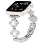 สายรัดนาฬิกาโลหะแบบปลดเร็วลายใบโคลเวอร์สี่แฉก สำหรับ Apple Watch SE 2022 44mm, สำหรับ Apple Watch Series 7 41mm, สำหรับ Apple Watch Series 7 45mm, สำหรับ Apple Watch Series 6 40mm, สำหรับ Apple Watch Series 6 44mm, สำหรับ Apple Watch Series 5 44mm