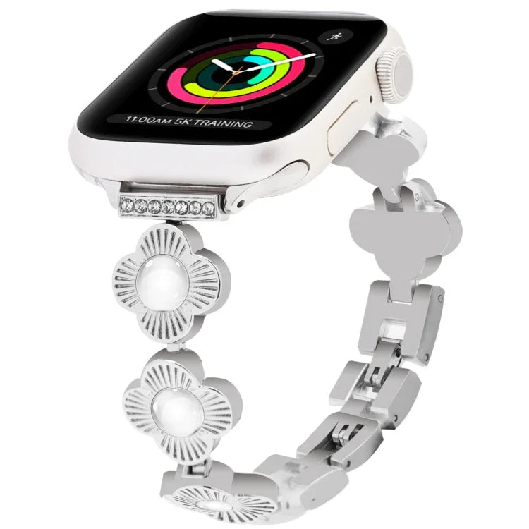 สายโซ่โลหะปลดล็อกเร็วลายใบโคลเวอร์สี่แฉก สำหรับ Apple Watch Series 3 ขนาด 38 มม., สำหรับ Apple Watch Series 3 ขนาด 42 มม.